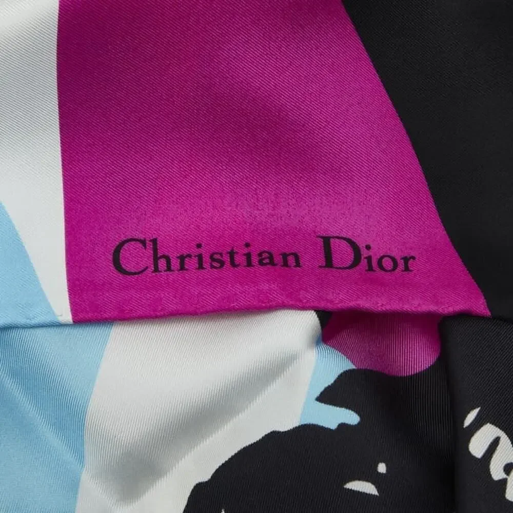 Dior Zebra Print Silk Scarf Light Blue